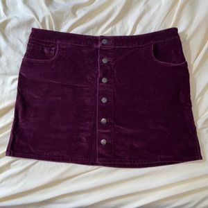 Express Violet Corduroy Button Mini Skirt